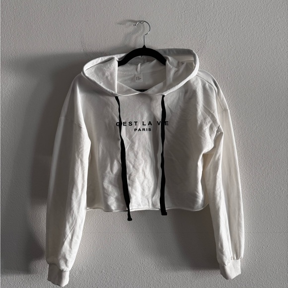 C'est La Vie Paris Cut Off Sweatshirt XS White - Picture 1 of 6